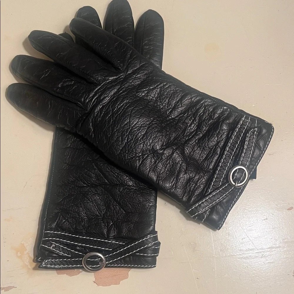 Black Leather Women’s Gloves with cashmere/wool lining